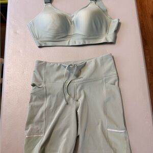 Under Armour Silica Green Women's Sport Bra and Shorts set